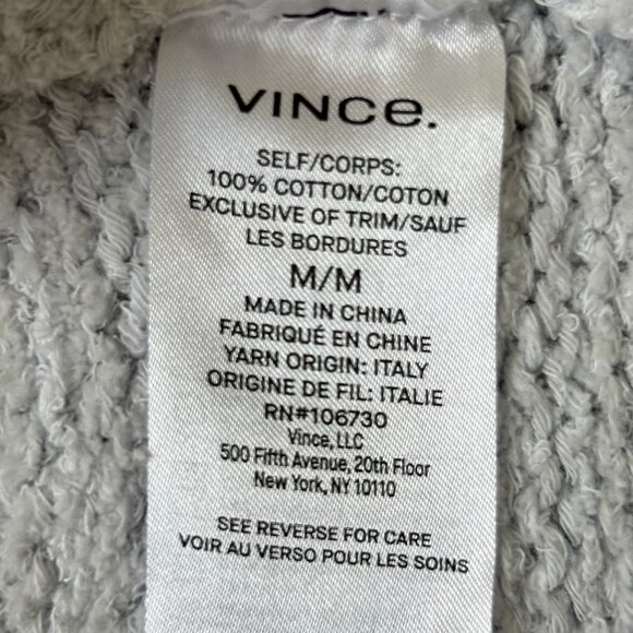 Vince Textured V-Neck Sweater Light Blue Sky Blue Designer Cotton Knit M - Picture 9 of 10